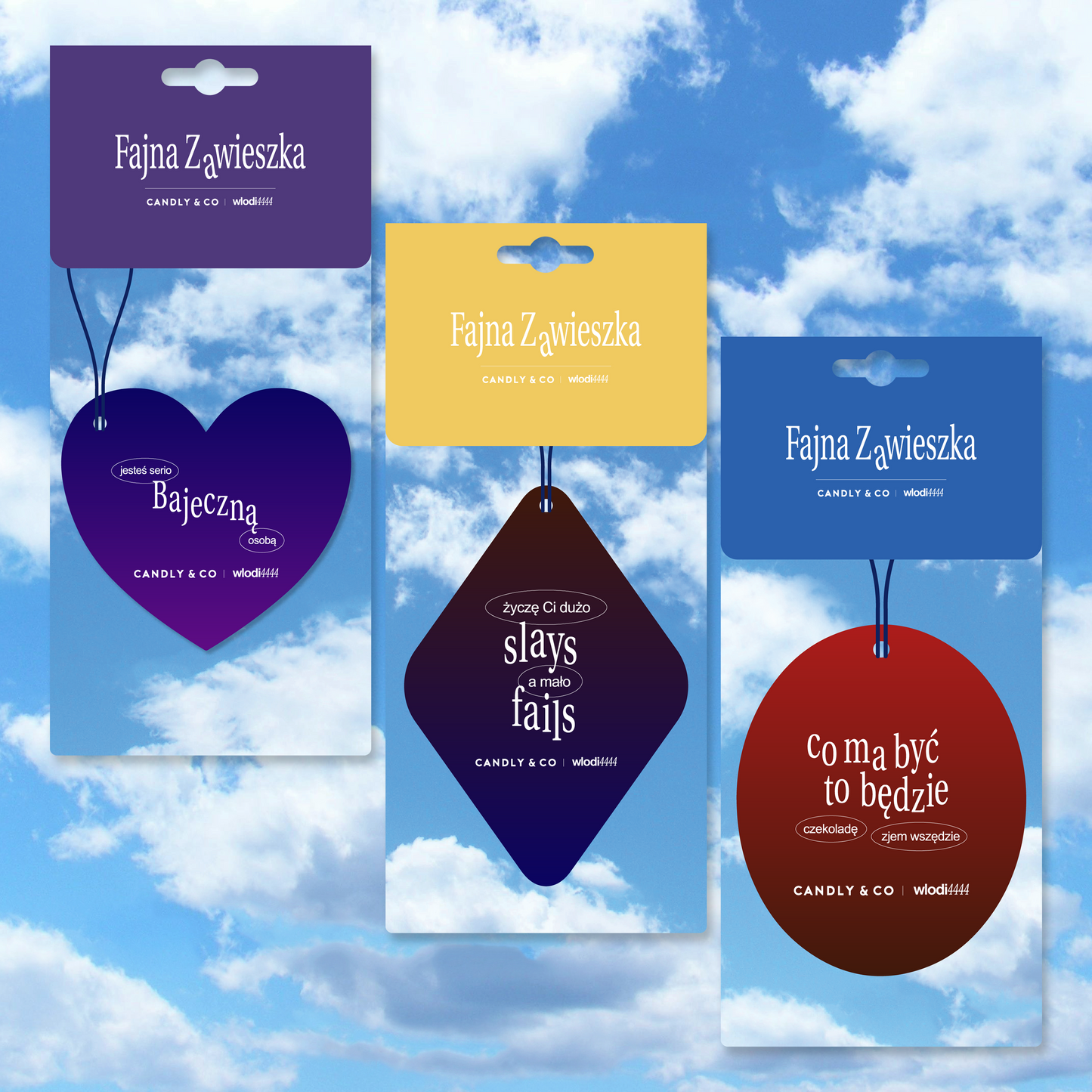 Zestaw 3 zawieszek inspirowanych zapachami kultowych wedlowskich batonów