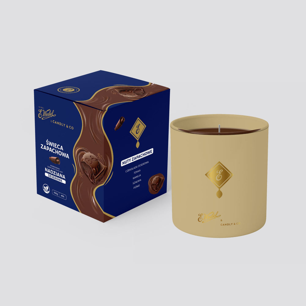 Świeca zapachowa E. Wedel x Candly & Co inspirowana zapachem czekolady Nadziana deserowa
