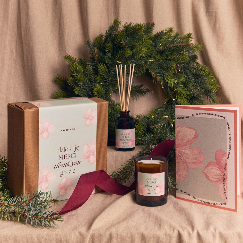 Zestaw zapachowy Merci Grazie Thank You - świeca i dyfuzor