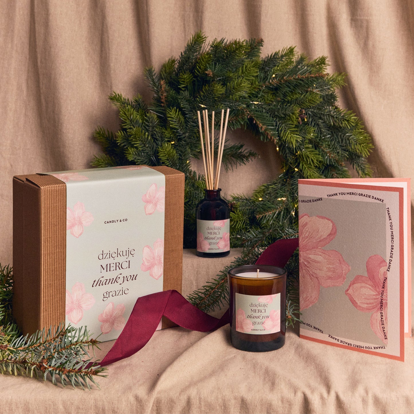 Zestaw zapachowy Merci Grazie Thank You - świeca i dyfuzor