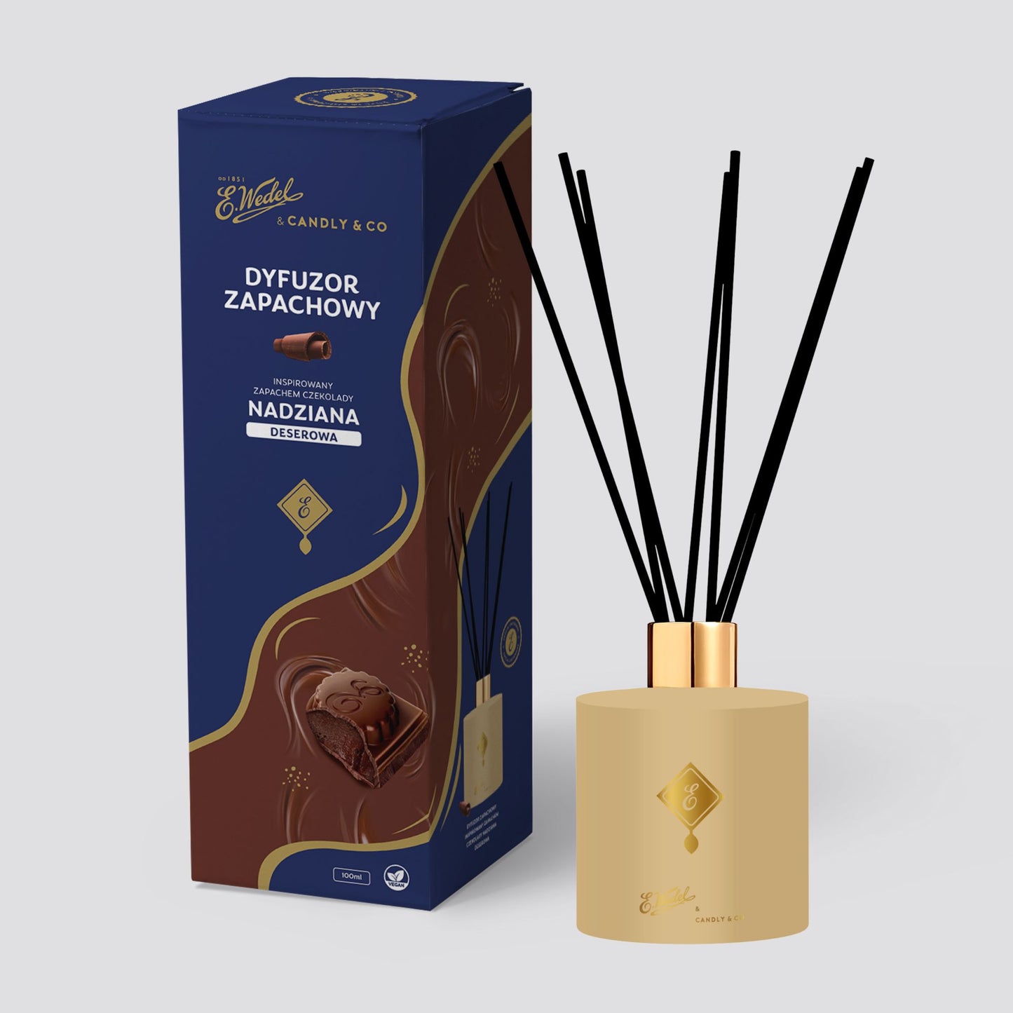 Dyfuzor zapachowy E. Wedel x Candly & Co inspirowany zapachem czekolady Nadziana deserowa