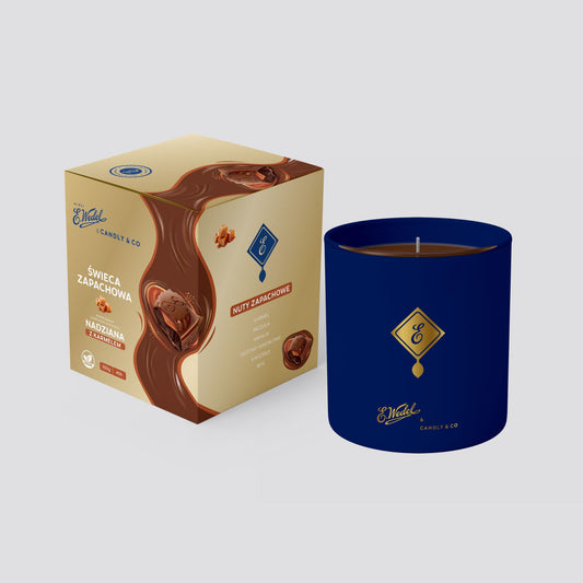 Świeca zapachowa E. Wedel x Candly & Co inspirowana zapachem czekolady Nadziana z karmelem